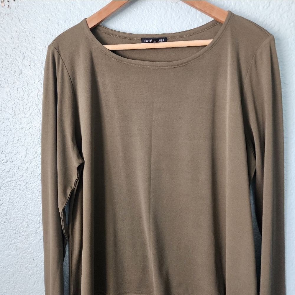 Eileen Fisher Silk Green Tunic Top - Picture 2 of 7